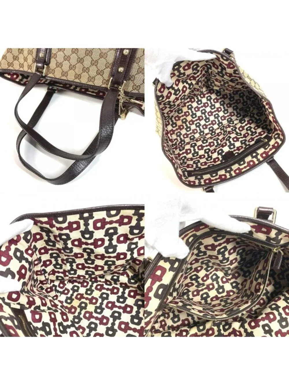 Gucci Shoulder Bag GG Logo Sherry Line Canvas Leather Beige - Picture 8 of 9